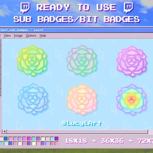 6x Twitch Sub Badges / Bit Badges/ Emote - Succulent / Streamer/ Aesthetic/ Twitch/ Plants/ Nature