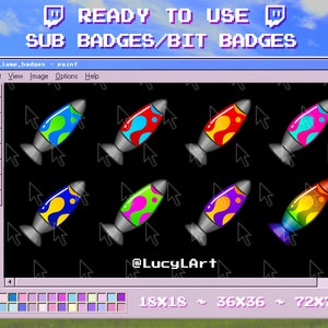 8x Twitch Sub Badges / Bit Badges / Emote - Lava Lamp / Streamer / Aesthetic / Twitch / PC / Computer / Retro / Nostalgia