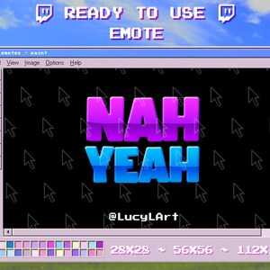 Twitch Emote / Text Emote / NAH YEAH / Streamer / Ästhetik / Twitch / lila / blau