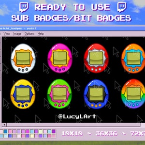 8x Twitch Sub Badges / Bit Badges / Emote - Tamagotchi / Streamer / Aesthetic / Twitch / PC / Computer / Retro / Nostalgia