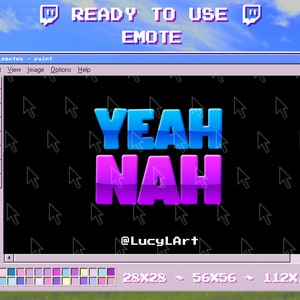 Twitch Emote / Text Emote/ YEAH NAH / Streamer / Aesthetic / Twitch / Purple / Blue