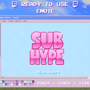 Twitch Emote / Text Emote / niedlich - Sub Hype / Streamer / Ästhetisch / Twitch / Rosa