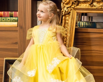 Belle princess dress, Elegant Dress, Party Dress, Pretty Dress, Birthday Dress, Kids Dress, Special occassion dress, Beauty and the Beast