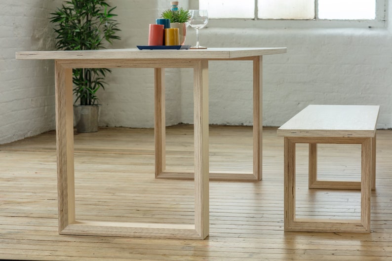 Plywood Dining Set With Square Legs Baltic Birch Ply Table Etsy UK