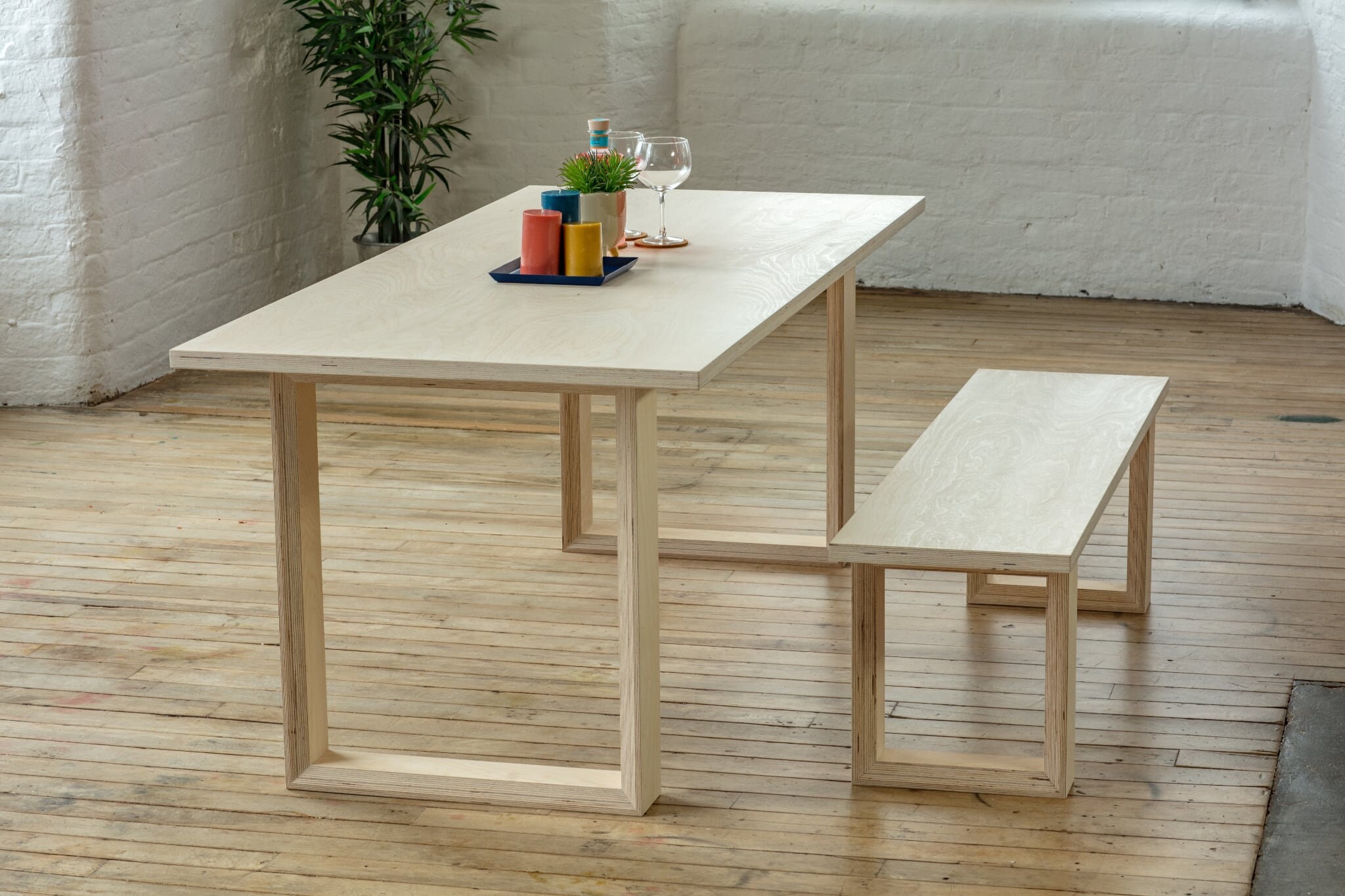 Plywood Dining Set With Square Legs Baltic Birch Ply Table Etsy UK