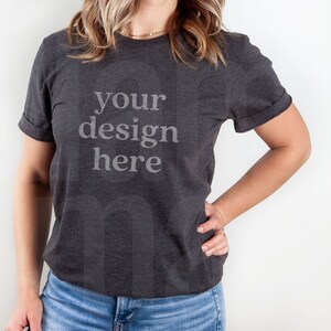 Dark Grey Heather Mockup, Model T Shirt Mockup, Heather Grey Mockup, Bella Canvas 3001, Dark Grey Heather, Dark Grey Heather 3001 Mockup