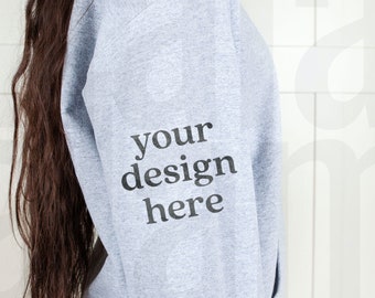 Sleeve Print Hoodie, Gildan 18500 Mockup, Sleeve Print Mockup, Gildan Hoodie Mockup, Sweatshirt Mockup, Sport Grey Hoodie Mockup