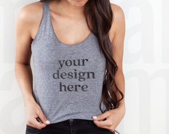 Next Level 6733 Premium Heather Tank Mock Up, Womens Tank Mockup, 6733 Tank Mock Up, Racerback Mockup, Tank Mockup, Grey Tank Top Mockup