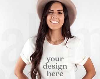 Bella Canvas 3001 Mockup Soft Cream, Boho Mockup, Bella Canvas Soft Cream Shirt, Soft Cream Shirt Mockup, Model Mockup, Lifestyle Mockup