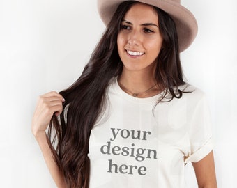 Bella Canvas 3001 Mockup, Bella Canvas Soft Cream Shirt Mockup, Model Tshirt Mockup, Shirt Mockup, Soft Cream