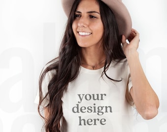 Bella Canvas 3001 Mockup, Bella Canvas 3001 Soft Cream, Model Mockup, Shirt Mockup, Soft Cream Mockup