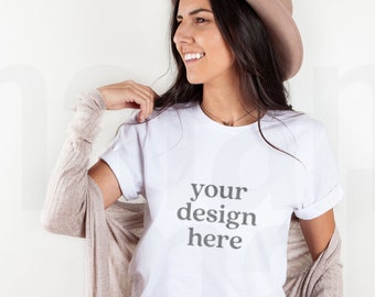 White Bella Canvas 3001 Mockup, Model Mockup, White T-shirt Mockup, Model Shirt Mockup, Cute Shirt Mockup, T Shirt Mockup