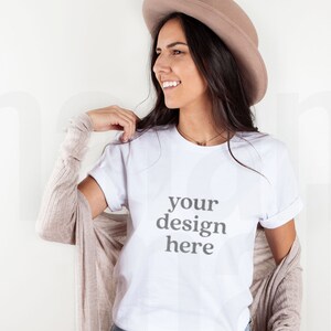 White Bella Canvas 3001 Mockup, Model Mockup, White T-shirt Mockup, Model Shirt Mockup, Cute Shirt Mockup, T Shirt Mockup