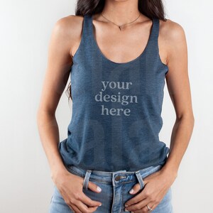 Next Level Mock-Up, Indigo Blue Next Level 6733 Mock Up, Tank Top Mock up, Summer Mockup, Racerback Mock-up, 6733 Mockup Indigo Blue