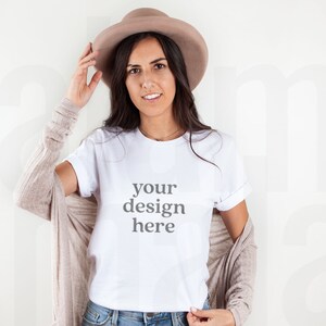 White T Shirt Mockup, White Bella Canvas 3001 Mockup, White 3001 T shirt Mockup, Cute T Shirt Mockup, Lifestyle Mockup