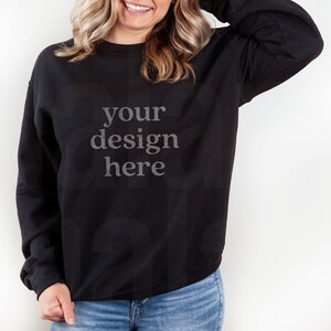 Gildan Sweatshirt Mockup, Black Sweatshirt Mockup, Gildan Black Sweatshirt Mockup, Gildan 18000 Mockup, Sweatshirt Model Mockup, Black 18000