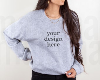 Gildan 18000 Maqueta, Gildan Sport Sudadera Gris Maqueta, Maqueta Modelo, Maqueta De Estilo De Vida, Maqueta De Sudadera, Maqueta Flat Lay, Maqueta Linda