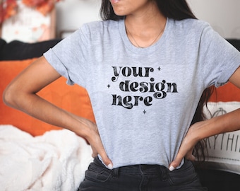 Cute Athletic Heather Mockup, Bella Canvas Athletic Heather Shirt, Bella Canvas 3001 Mockup, Fall Mockup, Halloween Mockup, Tshirt Mockup