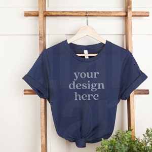 Bella Canvas 3001 Navy Mockup, Bella Canvas 3001 Mockup, Bella Canvas Navy Mockup, Hanging T Shirt Mockup, Bella Canvas T Shirt Mockup