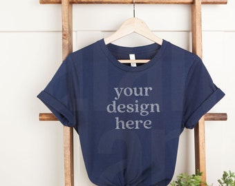 Bella Canvas 3001 Navy Mockup, Bella Canvas 3001 Mockup, Bella Canvas Navy Mockup, Hanging T Shirt Mockup, Bella Canvas T Shirt Mockup