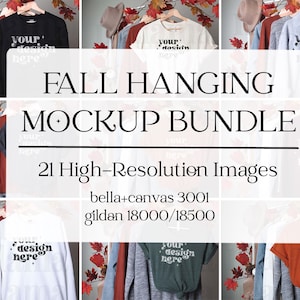 Hanging Mockup Bundle, Bella Canvas 3001 Mockup, Fall Mockup, Halloween Bundle, Gildan 18000 Sweatshirt Mockup, Gildan 18500 Mockup