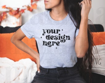 Fall Mockup, Bella Canvas 3001 Mockup, Athletic Heather Mockup, Bella Canvas Athletic Heather Shirt, Halloween Mockup, T Shirt Mockup
