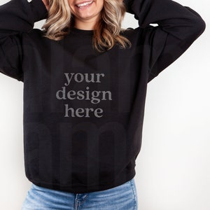Gildan 18000 Mockup, Gildan Black Sweatshirt Mockup, Black Sweatshirt Mockup, Sweatshirt Model Mockup, Gildan Sweatshirt Mockup