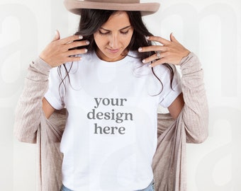 Bella Canvas 3001 White Mockup, Model Mockup, White T-shirt Mockup, Model Shirt Mockup, Cute Shirt Mockup, T Shirt Mockup