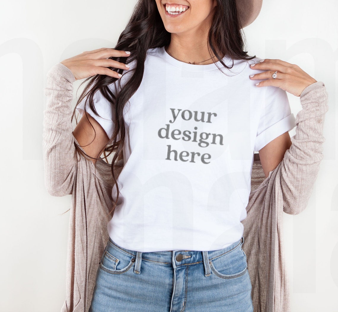 Gildan 64000 White Mockup Gildan TShirt Mockup Model Etsy