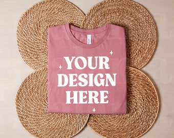Mauve Bella Canvas 3001 Mockup, Mauve 3001 Mockup, Bella Canvas Flat Lay, Tshirt Mockup 3001, Mauve Tee Bella Canvas, Cute T-Shirt Mockup