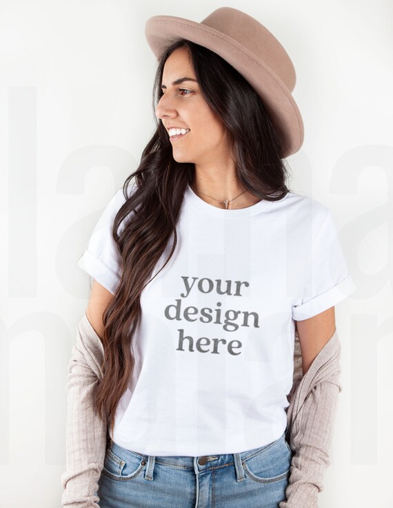 Gildan T-Shirt Mockup, Gildan 64000 White Mockup, Model Mockup, Lifestyle Mockup, White Gildan 64000, Cute Mockup, Boho Mockup