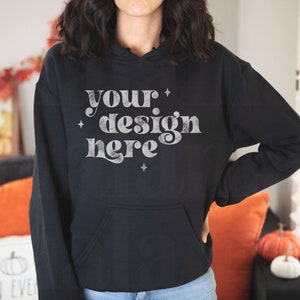 Fall Mockup, Black Gildan 18500 Mockup, Hoodie Mockup, Halloween Mockup, Black Hoodie Mockup, Model Mockup, Cute Sweatshirt Mockup