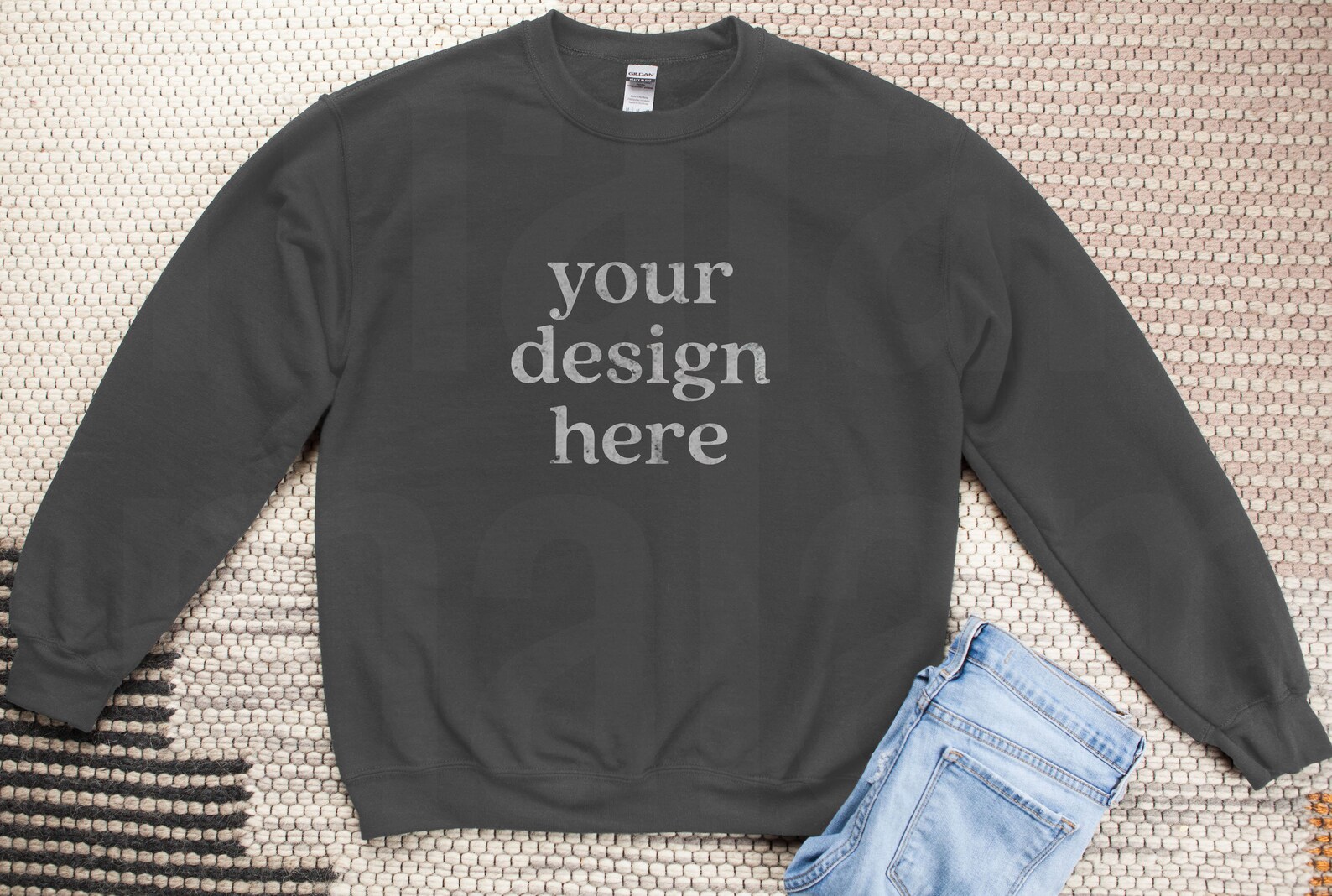 Download Gildan 18000 Mockup Gildan Charcoal Sweatshirt Mockup | Etsy