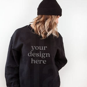 Gildan Black Sweatshirt Mockup, Gildan 18000 Mockup, Black Sweatshirt Mockup, Sweatshirt Model Mockup, Gildan Sweatshirt Mockup