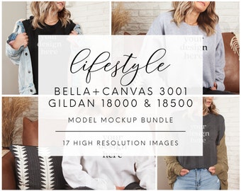 Mockup Bundle, Mega Bundle, Gildan 18000 Bundle, Bella Canvas 3001 Bundle, Lifestyle Mockups, Sweatshirt Bundle, Cute Mockup Bundle