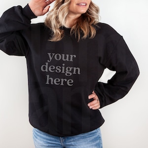 Black Sweatshirt Mockup, Gildan Black Sweatshirt Mockup, Gildan 18000 Mockup, Sweatshirt Model Mockup, Gildan Sweatshirt Mockup