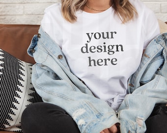 White Bella Canvas 3001 Mockup, White Unisex T-shirt Mock Up, T-Shirt Mockup, Flat Lay T-shirt Mock up, Tshirt Mockup, Christmas 3001