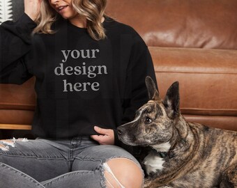 Gildan 18000 Mockup, Gildan Black Sweatshirt Mockup, Sweatshirt Mockup, Black Sweatshirt, Gildan Sweatshirt Mockup, Dog Mockup