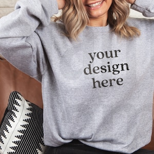Sweatshirt Mockup, Winter Mockup, Gildan 18000 Mockup, Gildan G180 Mockup, Gildan Sweatshirt Mockup, Winter Mockup, Gildan Sport Grey