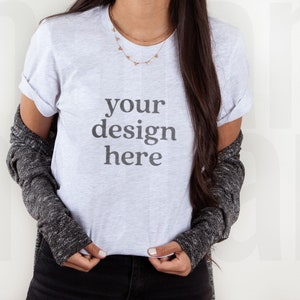 Bella Canvas 3001 Ash Mockup, Bella Canvas Ash T Shirt Mockup, Ash T Shirt Mockup, 3001 Ash, Model Mockup, Life Style Mockup