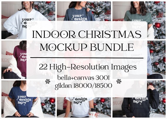 Christmas Mockup Bundle, Tshirt Mockup Bundle, Bella Canvas Mockup, Gildan Hoodie Mockup, Gildan Sweatshirt Mockup, Holiday Mega Bundle