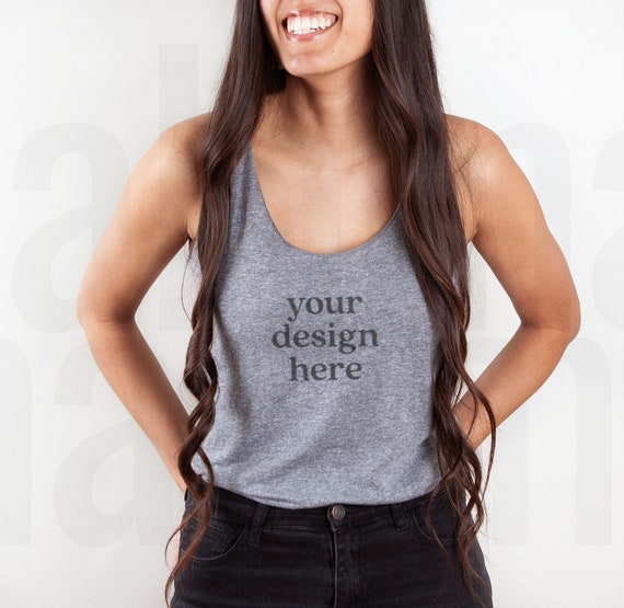 Premium Heather Next Level 6733 Mock Up, Womens Tank Mockup, 6733 Tank Mock Up, Racerback Mockup, Tank Mockup, Grey Tank Top Mockup