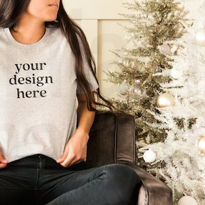 3001 Athletic Heather Mockup, Bella Canvas 3001 Mockup, Winter Mockup, Athletic heather Mockup, Model Shirt Mockup