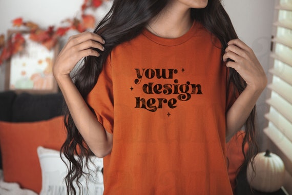 Autumn Bella Canvas 3001 Mockup, Halloween Mockup, Fall Model Mockup, Autumn Shirt Mockup, 3001 Autumn T-Shirt, Cute Fall Mockup, Lifestyle