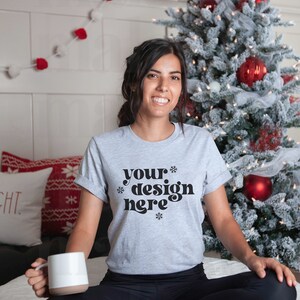 Athletic Heather Christmas Mockup, Bella Canvas 3001 Athletic Heather, Bella Canvas Mockup, Holiday Mockup, Cute Shirt Mockup, Model Mockup