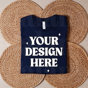 Bella Canvas 3001 Navy Tshirt Mockup, 3001 Navy T-shirt Mockup, Navy 3001 Flat Lay, T-Shirt Mockup, Cute Simple Shirt Mockup, BC 3001 Navy