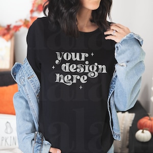 Fall Mockup, Bella Canvas 3001 Black T Shirt Mockup, Black 3001 Mockup, Halloween Mockup, Black T Shirt Mockup, Cute Tshirt Mockup, Boho