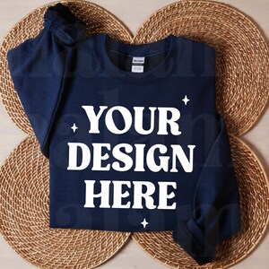 Gildan 18000 Navy Mockup, G180 Mockup Navy, Navy Flat Lay, Navy Sweater Mockup, Sweatshirt Mockup, Cute Flat Lay, Gildan 18000 Navy Flat Lay