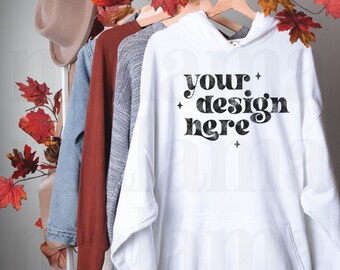 Hanging White Gildan 18500 Mockup, Hoodie Mockup, Fall Mockup, Halloween Mockup, White Hoodie Mockup, Model Mockup, Cute Sweatshirt Mockup