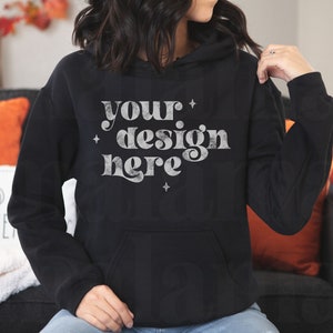 Hoodie Mockup, Black Gildan 18500 Mockup, Halloween Mockup, Black Hoodie Mockup, Fall Mockup, Model Mockup, Sweatshirt Mockup
